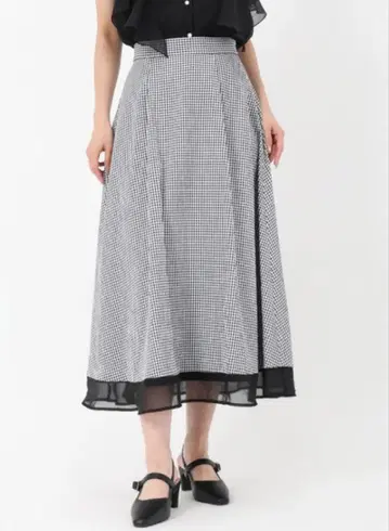 MISCH MASCH 2025 봄/여름 신상 축구 깅엄 밑단 시어 스커트