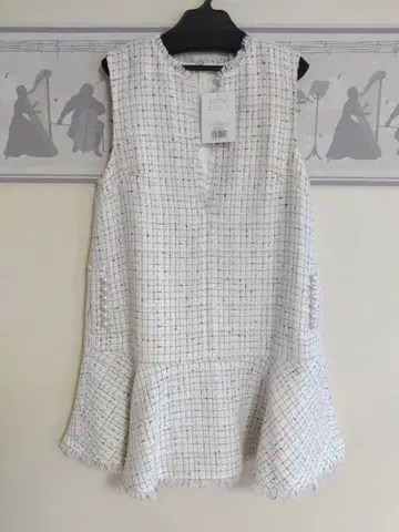 택 포함 새상품 아푸와이저 리셰 트위드 페플럼 미니 원피스