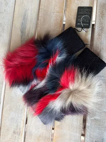 새상품 후리후 컬러풀 퍼 암워머 핑거리스 장갑 기모노에도