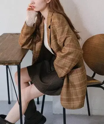 Kastane 자카드 체크 자켓 카스타네 아우터 브라운 계열