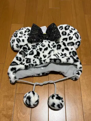 디즈니 팬캡 레오파드 무늬 미니 화이트