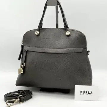 [ 고품질 ] FURLA PIPER 핸드백 2way 가죽 다크 그레이