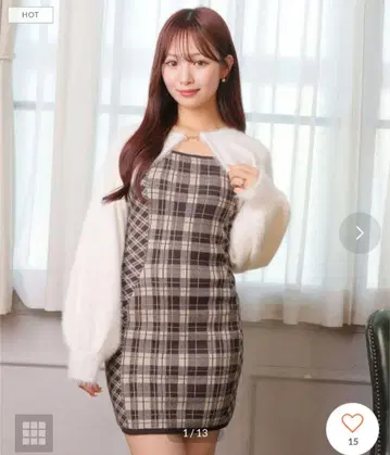 lipservice 페더 체크 앙상블 원피스