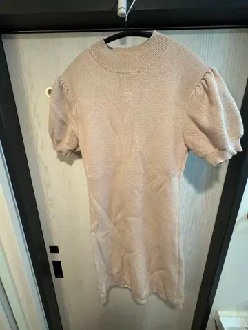 베이지 반팔 니트 원피스 S