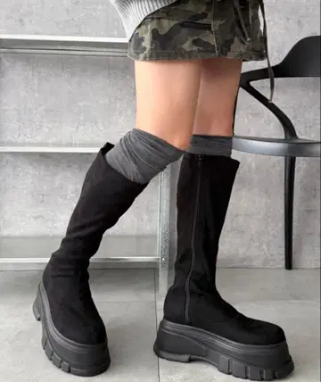 WEGO 통굽 볼륨 롱 부츠