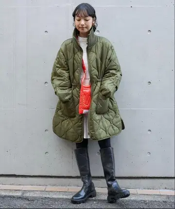 [ FREAK'S STORE ] 하이넥 리브 퀼트 코트