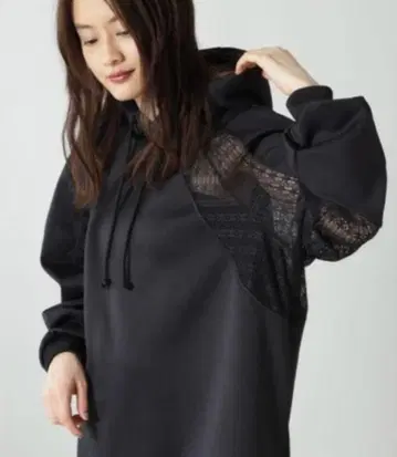 adidas 레이스 패널 후디 블랙