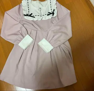 양산 프릴 긴팔 핑크 원피스 3L