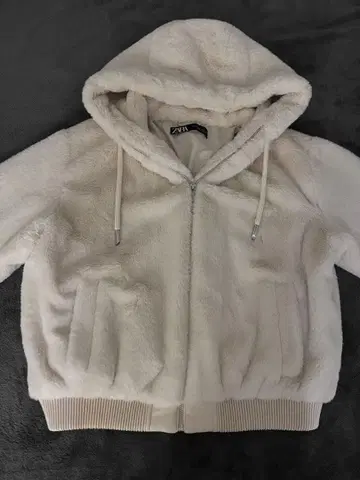 ZARA 인조 모피 후드티 후디 M