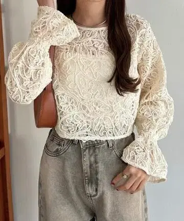 callautia 전후 2way 시어 레이스 블라우스