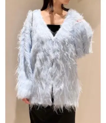 snidel 샤기 미들 가디건 라이트 블루