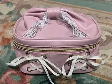 핑크 레이스 리본 파우치 앙크루즈