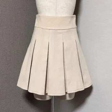 립 서비스 플리츠 스커트 미니 치마바지 울 라이크 베이지