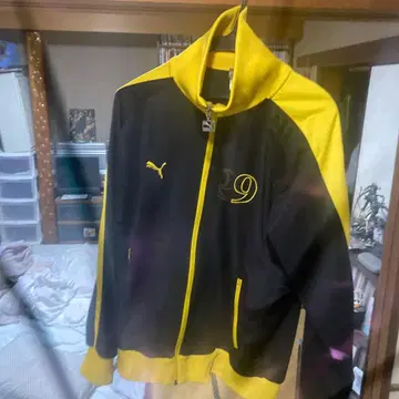 Puma 풀 지퍼 자켓 블랙/노랑
