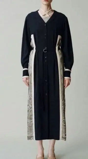 MURRAL Framed flower open long dress