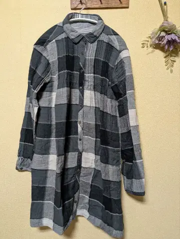 DOG DEPT 체크 무늬 더블 거즈 소재 리버서블 긴팔 튜닉 새상품급