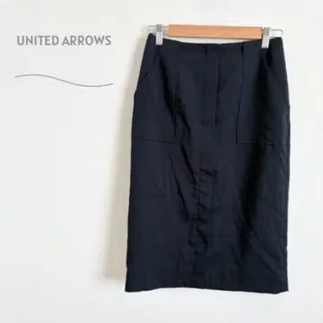 유나이티드 애로우즈 무릎 기장 타이트 스커트 더블 지퍼 레이온