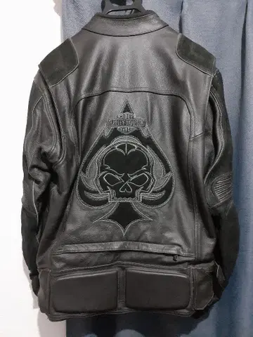 할리데이비슨 스컬 디자인 가죽 스웨이드 라이더 자켓