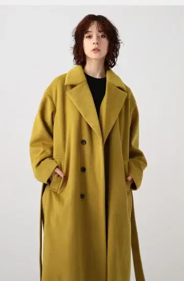 다케오 키쿠치 체스터 코트 오버 사이즈 여성용 머스타드 S