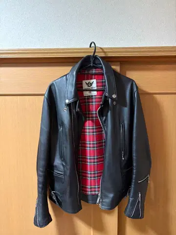 라이더 자켓 블랙 체크 무늬 안감