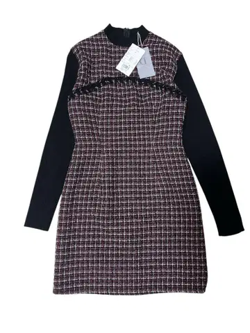 [ 새상품 미사용품 택 포함 ] 도킹 트위드 미니 원피스 핑크 퍼플 블랙