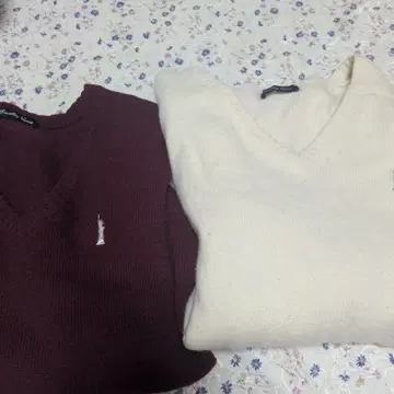 이스트 보이 비너스 울 스웨터 2장 크림슨 흰색 화이트