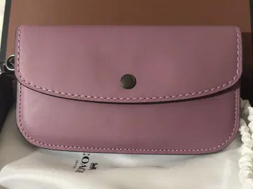 퍼플 가죽 장지갑 지퍼 포함