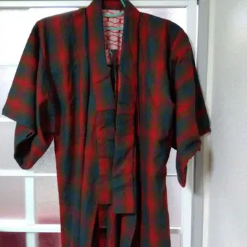 울 기모노 체크 기모노