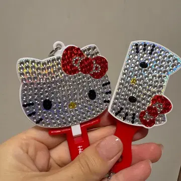 헬로키티 미니 거울 참 미니 브러쉬 참 키링 레어 산리오