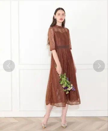 [ LEJA ] 자수 레이스 절개 하이웨스트 원피스 드레스 결혼식