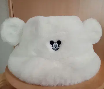 미키 귀가 달린 복슬복슬한 버킷 햇 화이트 귀가 달린 퍼 모자 디즈니