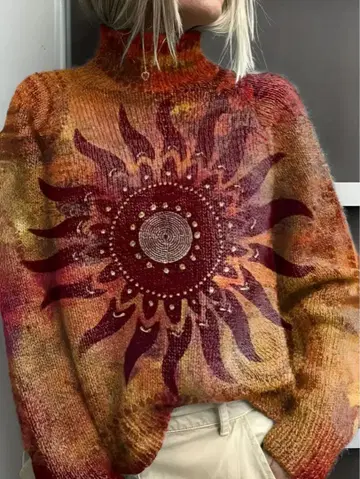 가을, 겨울 만다라 프린트 튜닉 스웨터 [미사용 새상품] Lsize