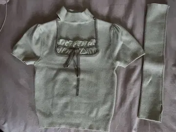 미셸 마카롱 초커 니트탑 베이지