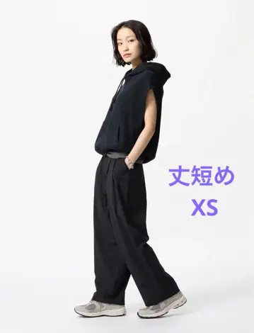 유니클로 울트라 스트레치 액티브 와이드 팬츠 (짧은 기장) XS 블랙