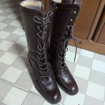 브라운 가죽 롱 부츠 24cm
