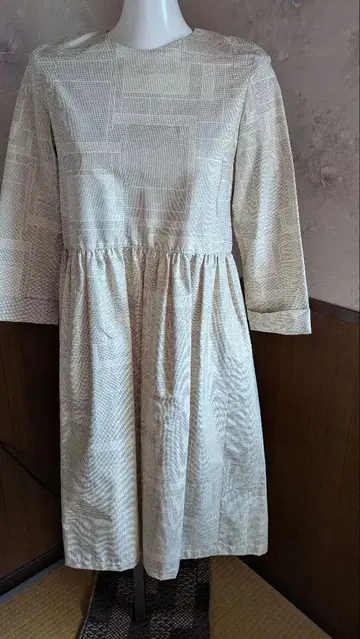 기모노 리메이크 화이트 오오시마 기하학 무늬 원피스 사이즈 S