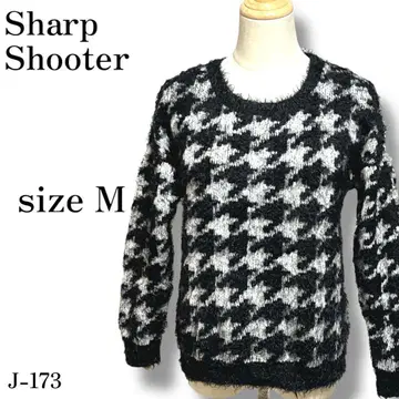 J-173 샤프슈터 총 격자 무늬 모헤어 복슬복슬 니트소 스웨터