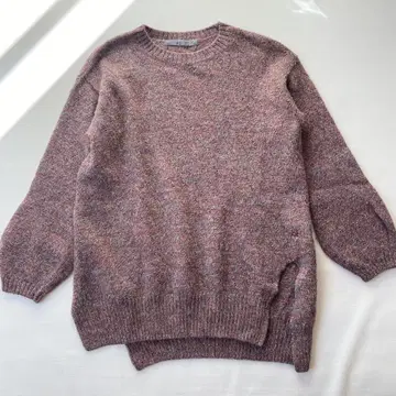 [ 새상품급 ] 45R 니트 스웨터 튜닉 멜란지 멜란지 변형 로고 자수