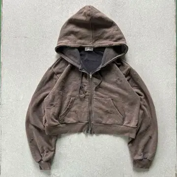 Attitude makes style 다크 브라운 풀 집업 후드티