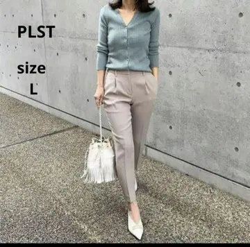 PLST 폴리에스테르 옥스 테이퍼드 팬츠 베이지