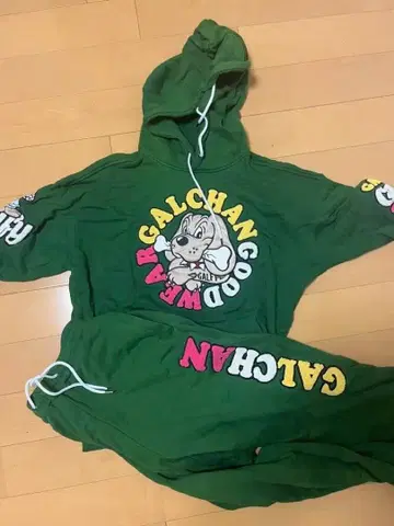 GALFY 파일 로고 후드티 셋업 그린