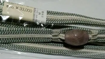 낙양 직물 그린과 화이트의 오비 고정 띠가 달린 허리띠 M 사이즈