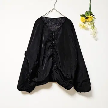 [빈티지] 리버서블 노카라 자켓 풀 집업 블랙 x 그레이