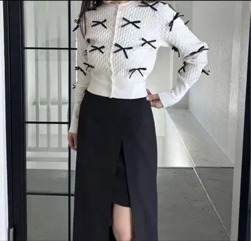 택 포함 미사용 새상품 스나이델 SNIDEL 리본 모티브 가디건