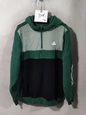 남성용 플리스 후드티 그린 x 블랙