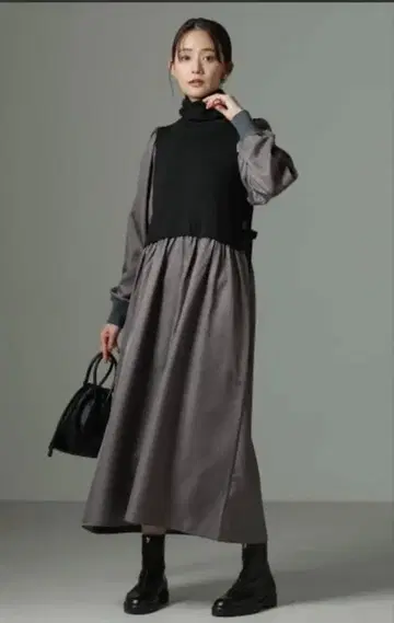 완판템 nanouniverse 그레이 원피스 도킹 터틀넥