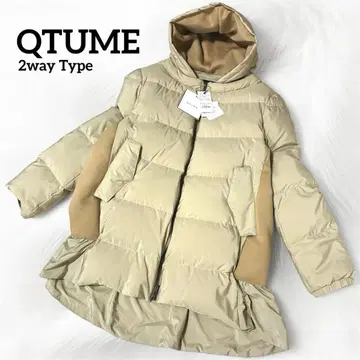 새상품 QTUME 쿠츄무 다운 종이상자 2way 코트 노카라
