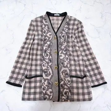 컨디션 최상 Herno 헬노 올 패턴 노카라 가디건 자켓 골드 버튼