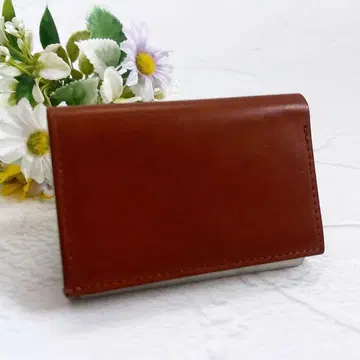 m+ 3단 폴더형 지갑 미니 가죽 천연 가죽 카멜 브라운 남성용 여성용