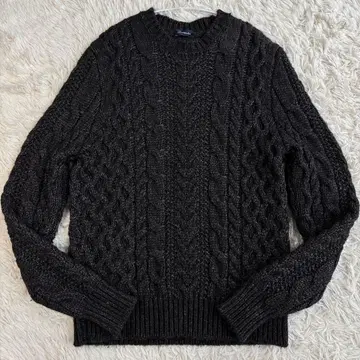 (새상품급) 돌모어 알파카 케이블 니트 크루넥 드라론 원단